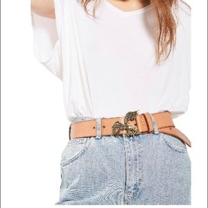 Topshop Eagle Buckle Tan Belt